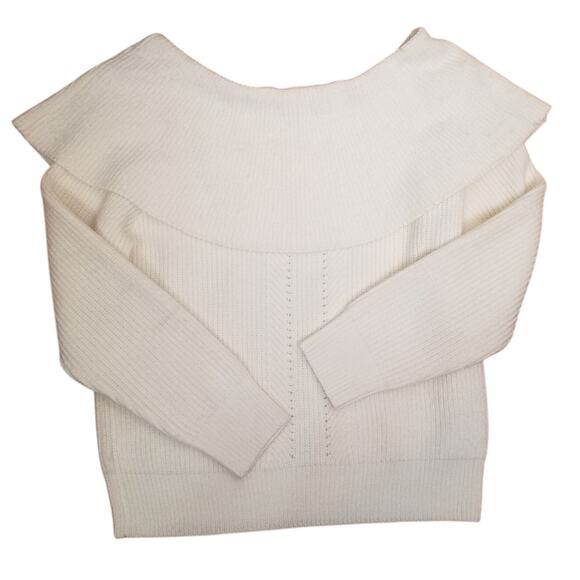 Chelsea and Violet Off White Off the Shoulder Sweater Long Sleeve Pullover Sz L - Picture 2 of 7